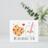 Schattige chocoladekoekje en melkglas briefkaart (Staand voorkant)