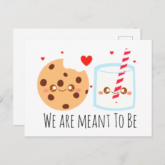 Schattige chocoladekoekje en melkglas briefkaart (Voorkant / Achterkant)