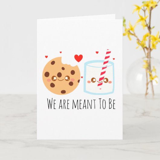 Schattige chocoladekoekje en melkglas kaart (Gele Bloem)