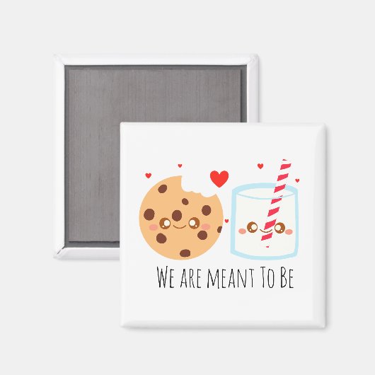 Schattige chocoladekoekje en melkglas magneet (Voorkant / Achterkant)