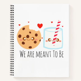 Schattige chocoladekoekje en melkglas notitieboek