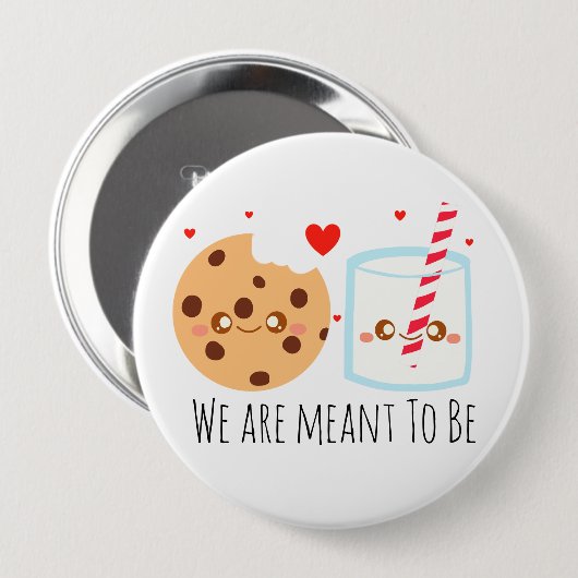 Schattige chocoladekoekje en melkglas ronde button 4,0 cm (Voorkant /achterkant)