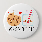 Schattige chocoladekoekje en melkglas ronde button 4,0 cm (Voorkant)