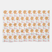 Schattige chocoladekoekje en melkglas theedoek (Horizontaal)