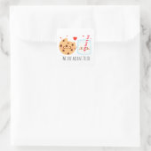 Schattige chocoladekoekje en melkglas vierkante sticker (Tas)