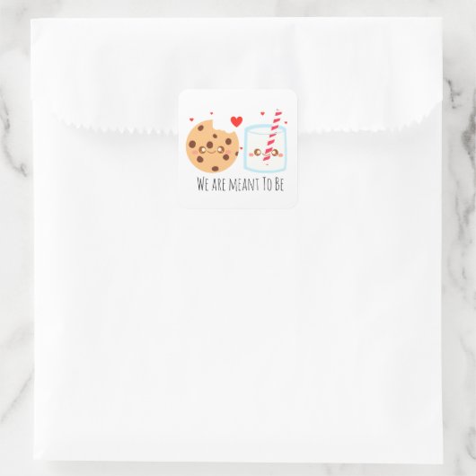 Schattige chocoladekoekje en melkglas vierkante sticker (Tas)