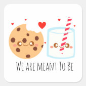 Schattige chocoladekoekje en melkglas vierkante sticker (Voorkant)
