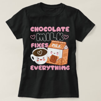 Schattige Chocolademelk Kawaii Ontwerp T-shirt