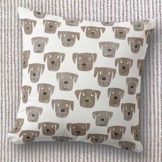 Schattige Chocolate Labrador Retriever Kussen (Fun Chocolate brown Labrador retriever dog pattern throw pillow)