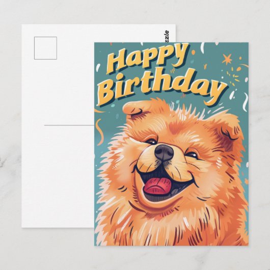 Schattige Chow Chow Gefeliciteerd  Briefkaart (Voorkant / Achterkant)