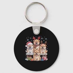 Schattige Chow Chow Kerst Puppy's Hondenliefhebber Sleutelhanger