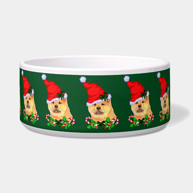 Schattige Chow Chow Kerst Voerbakje (Voorkant)
