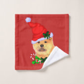Schattige Chow Chow Kerstmis Bad Handdoek (Wasdoekje)