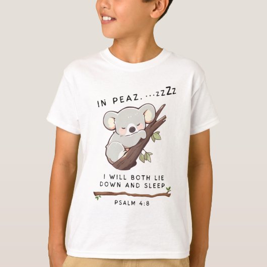 Schattige Christelijk Slapen Koala Psalm 4 Bijbel T-shirt (Voorkant)