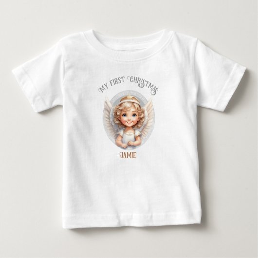 Schattige Christmas Angel Eerste Kerst Baby T-shir (Voorkant)