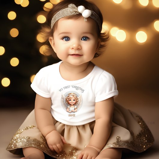 Schattige Christmas Angel Eerste Kerst Baby T-shir