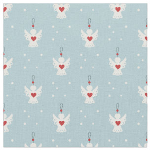 Schattige Christmas Angel Red Love Heart Pastel Bl Stof