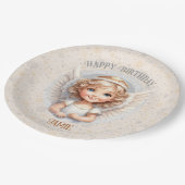 Schattige Christmas Angel Verjaardagsnaam Papier B Papieren Bordje (Gekanteld)