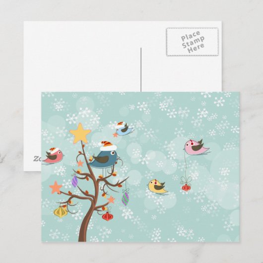 Schattige Christmas Birds Briefkaart (Voorkant / Achterkant)
