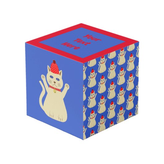 Schattige Christmas Cat Custom foto uploaden Kubus (Voorkant hoekig)