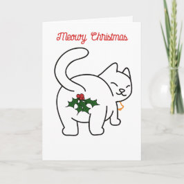 Schattige Christmas Cat Pun Funny Cat Cartoon Feestdagen Kaart