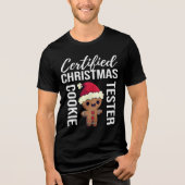 Schattige Christmas Cookie Tester Gingerbread Man Tri-Blend Shirt (Voorkant)