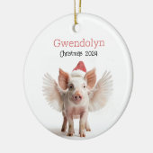 Schattige Christmas Flying Pig gepersonaliseerd Or Keramisch Ornament (Links)