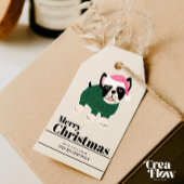 Schattige Christmas Frenchie Dog Personaliseren Cadeaulabel