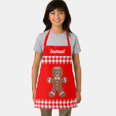 Schattige Christmas Gingerbread Red Gingham Naam t Schort (Insitu)