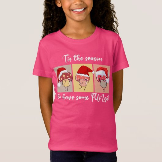 Schattige Christmas Mushrooms SEIZOEN VOOR WAT FUN T-shirt (Voorkant)
