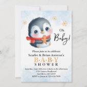 Schattige Christmas Penguin Baby shower Kaart (Voorkant)