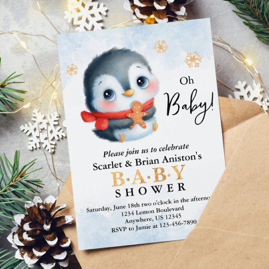 Schattige Christmas Penguin Baby shower Kaart