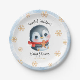 Schattige Christmas Penguin Baby shower Papieren Bordje