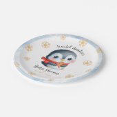 Schattige Christmas Penguin Baby shower Papieren Bordje (Gekanteld)