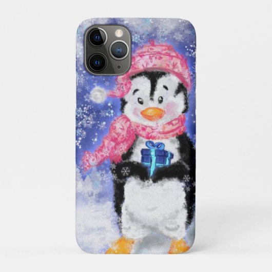 Schattige Christmas Penguin iPhone Case (Achterkant)