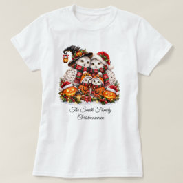 Schattige Christmasween Sneeuwuil Familie Winter V T-shirt