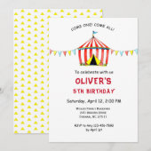 Schattige Circus Carnaval Kids verjaardagsuitnodig Kaart (Voorkant / Achterkant)