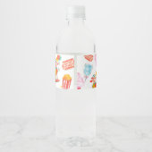 Schattige Circus Carnaval Verjaardagsflesje label Waterfles Etiket (Achterkant)