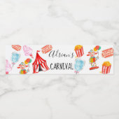 Schattige Circus Carnaval Verjaardagsflesje label Waterfles Etiket (Enkel label)