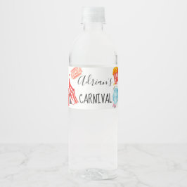 Schattige Circus Carnaval Verjaardagsflesje label Waterfles Etiket
