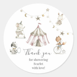 Schattige Circus Dieren Baby shower Ronde Sticker