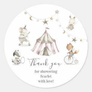 Schattige Circus Dieren Baby shower Ronde Sticker