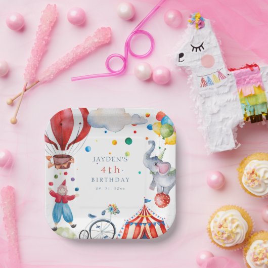 Schattige Circus Kids Verjaardagsfeest Papieren Bordje (Feest)