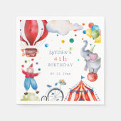 Schattige Circus Kids Verjaardagsfeest Servet (Voorkant)