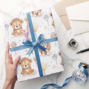 Schattige Circus Leeuwen ballonnen Patroon Baby sh Cadeaupapier