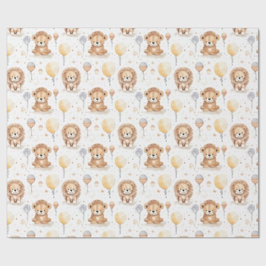 Schattige Circus Leeuwen ballonnen Patroon Baby sh Cadeaupapier (Vlak)