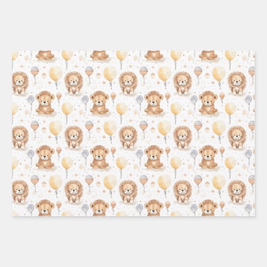 Schattige Circus Leeuwen ballonnen Patroon Baby sh Inpakpapier Vel (Voorkant 2)