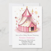 Schattige Circus Magic Roze Meisje Baby shower Kaart (Voorkant)