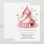 Schattige Circus Magic Roze Meisje Baby shower Kaart (Voorkant / Achterkant)