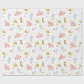 Schattige Circus met tenten en dieren op wit Cadeaupapier (Vlak)